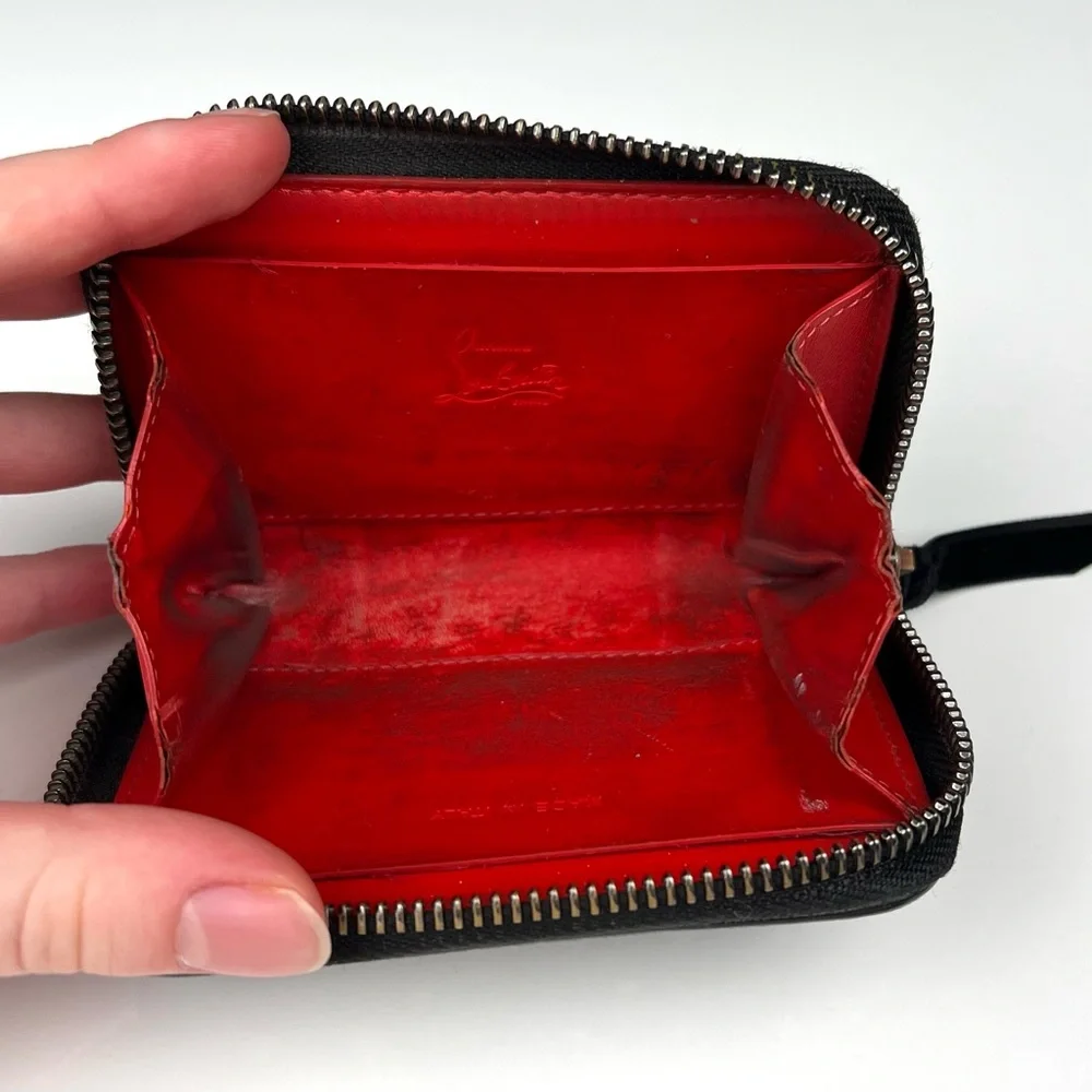 Christian Louboutin Metallic Patent Spikes Panettone Coin Purse Black Mu… - Picture 5 of 7